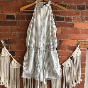 White and black stripped romper